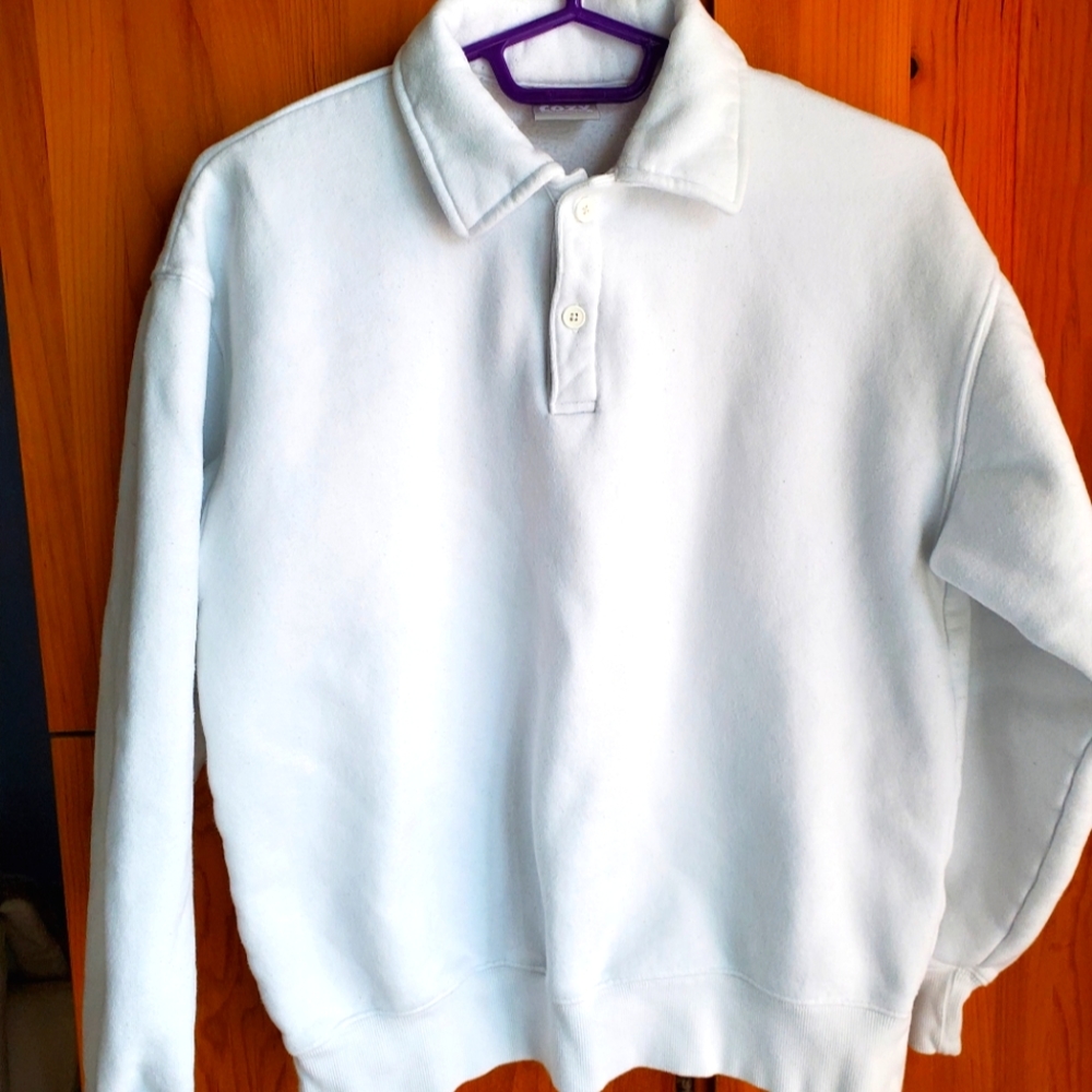 TNA White Polo-Neck Pullover Sweatshirt